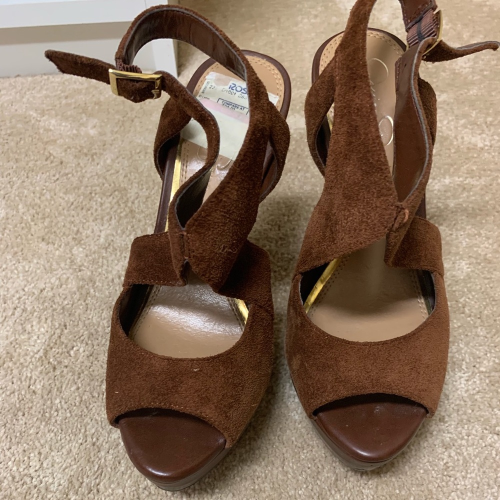 Jessica Simpson Brown Suede Heeled Sandals